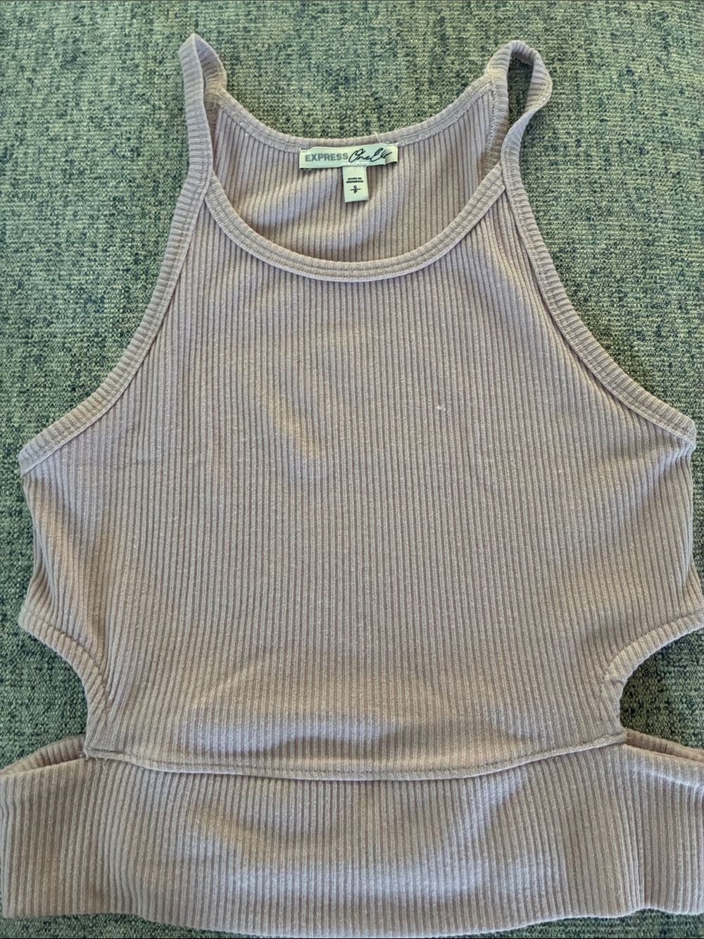 Express Lavender Ribbed High-Neck Cropped Tank